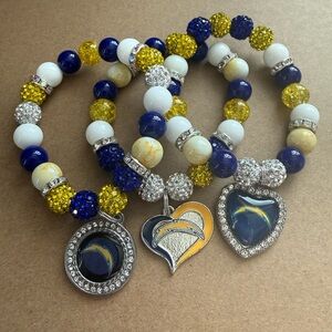 Los Ángeles Chargers NFL Blue, Yellow, and White Beaded Bracelet Set